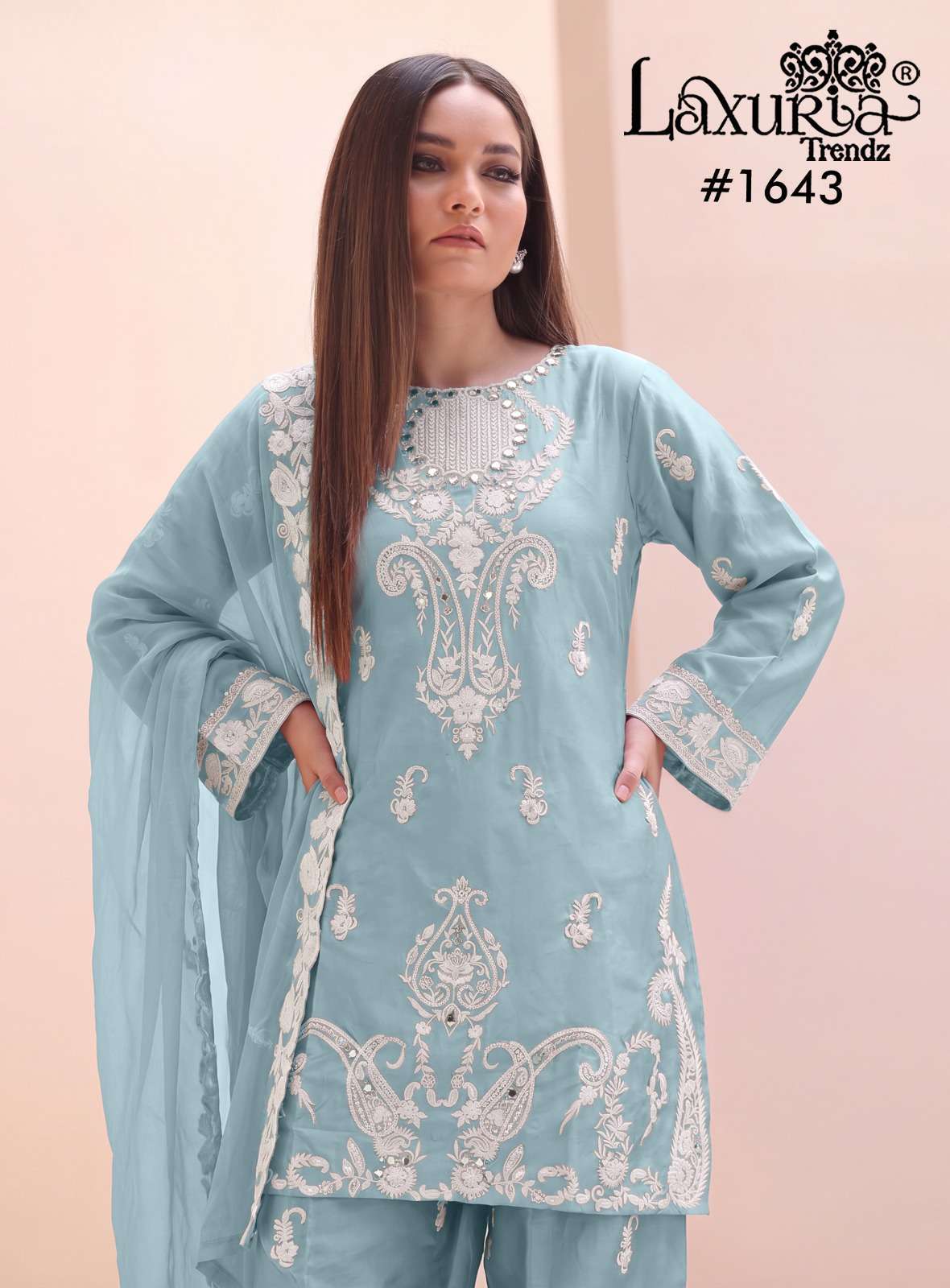LAXURIA TRENDZ 1643 COTTON ZAM WITH FANCY WORK READYMADE PAKISTANI KURTI MANUFACTURER 
