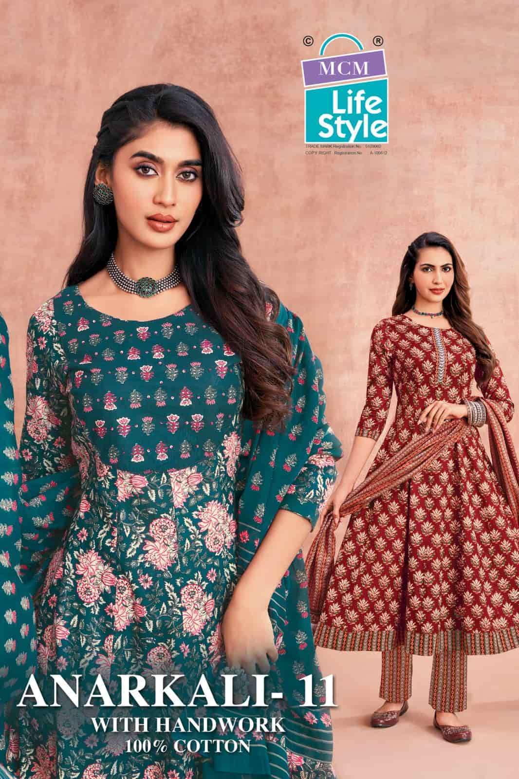 MCM LIFESTYLE ANARKALI VOL 11 HEAVY COTTON ANARKALI READYMADE SUIT WHOLESALER BEST RATE  
