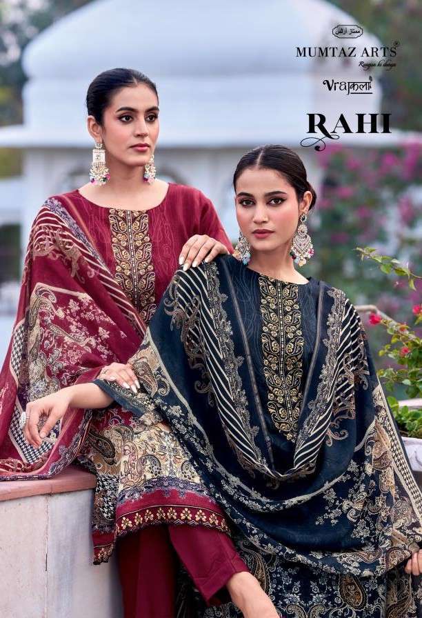 MUMTAZ ARTS RAHI VISCOSE JAM DISCHARGE PRINTED SALWAR KAMEEZ WHOLESALE RATE 