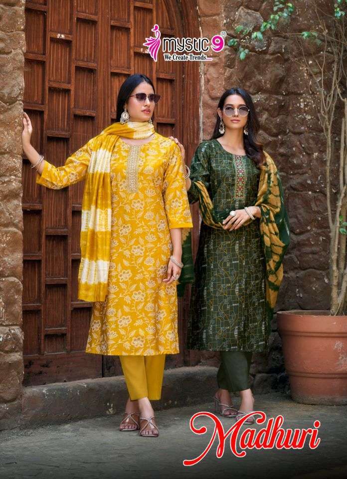 MYSTIC 9 MADHURI VOL 1 VERTICAN FOILK PRINTED DESIGNER READYMADE SALWAR KAMEEZ WHOLESALE PRICE SURAT 