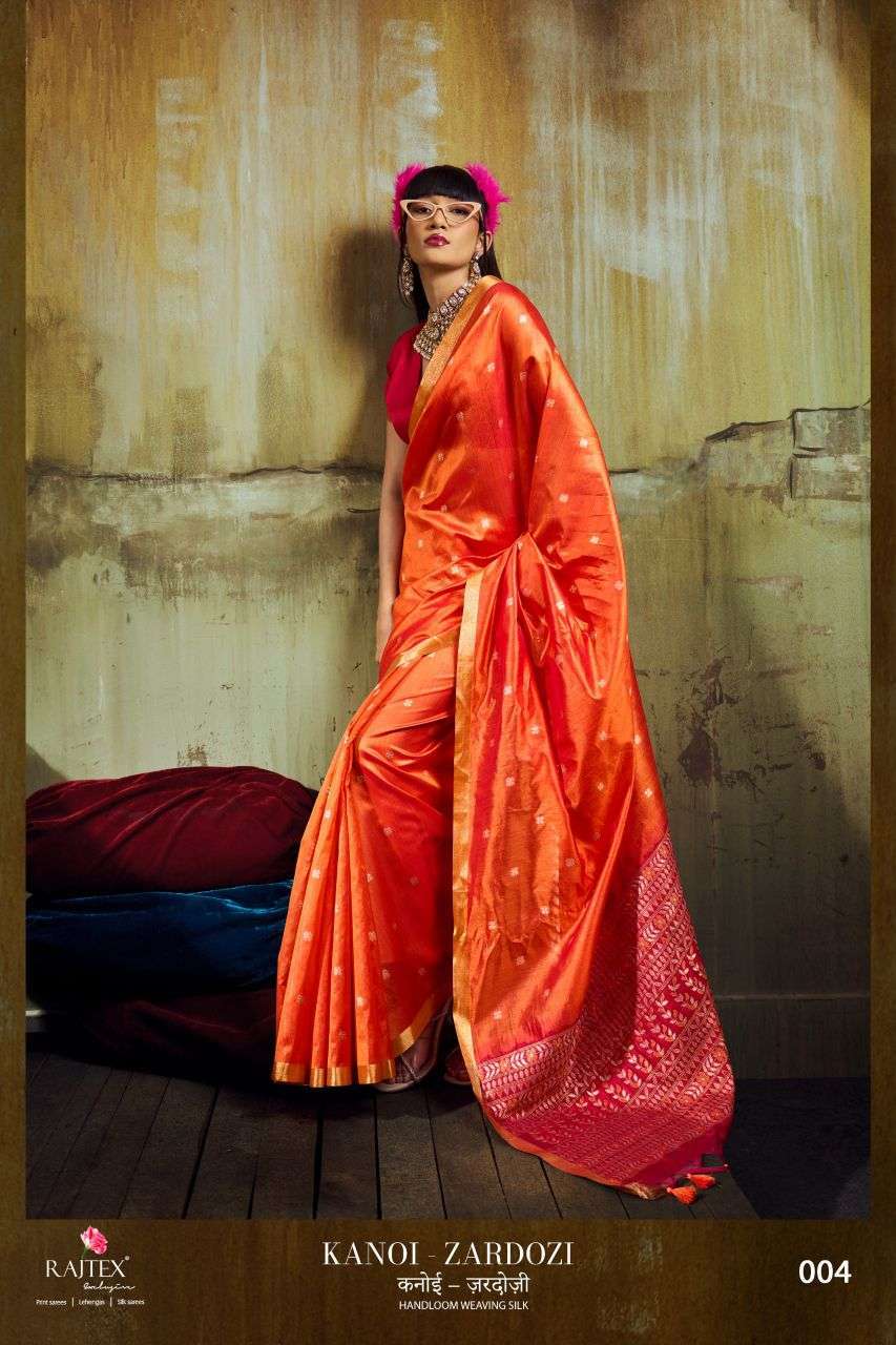 RAJTEX KANOI-ZARDOSI TUSSER SILK HANDWORK DESIGNER SAREE CATALOG EXPORTER 
