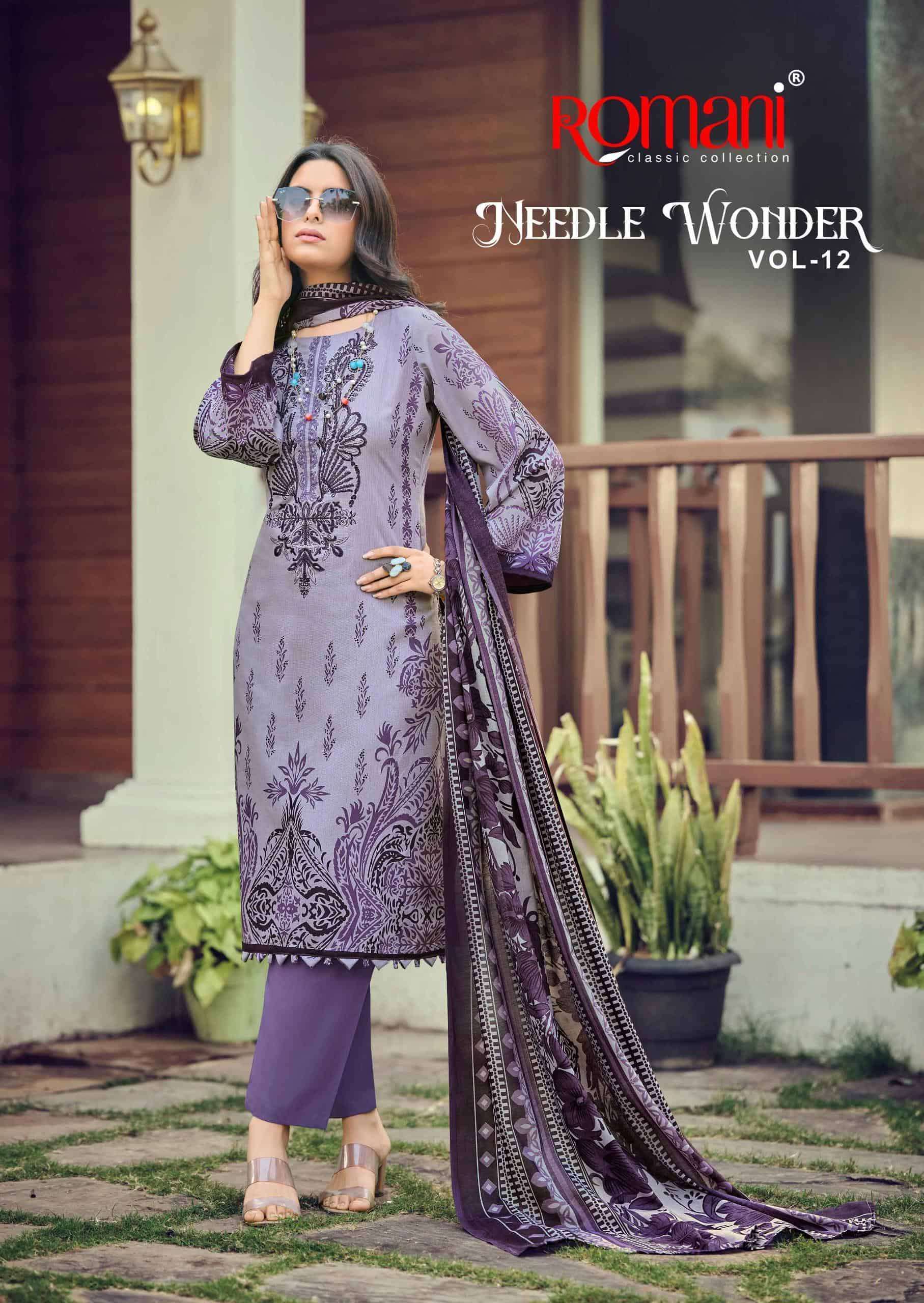 ROMANI NEEDLE WONDER VOL 12 SOFT COTTON EMBROIDERD SALWER KAMEEZ BEST RATE