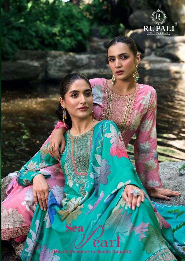 RUPALI FASHION SEA PEARL VISCOSE MUSLIN SHIMMER DIGITAL PRINTED SALWAR KAMEEZ WHOLESALE BEST RATE 