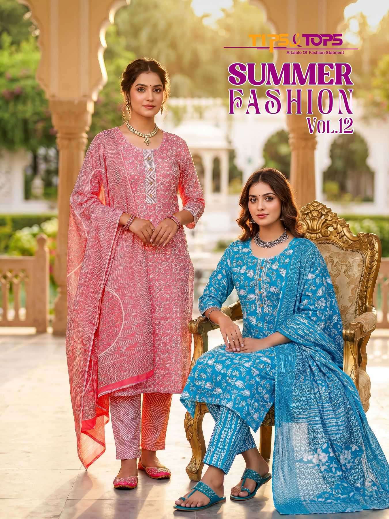 TIPS AND TOPS SUMMER FASHION VOL- 12 COTTON PRINTED READYMADE KURTI PANT WITH DUPATTA LATEST CATALOGUE 