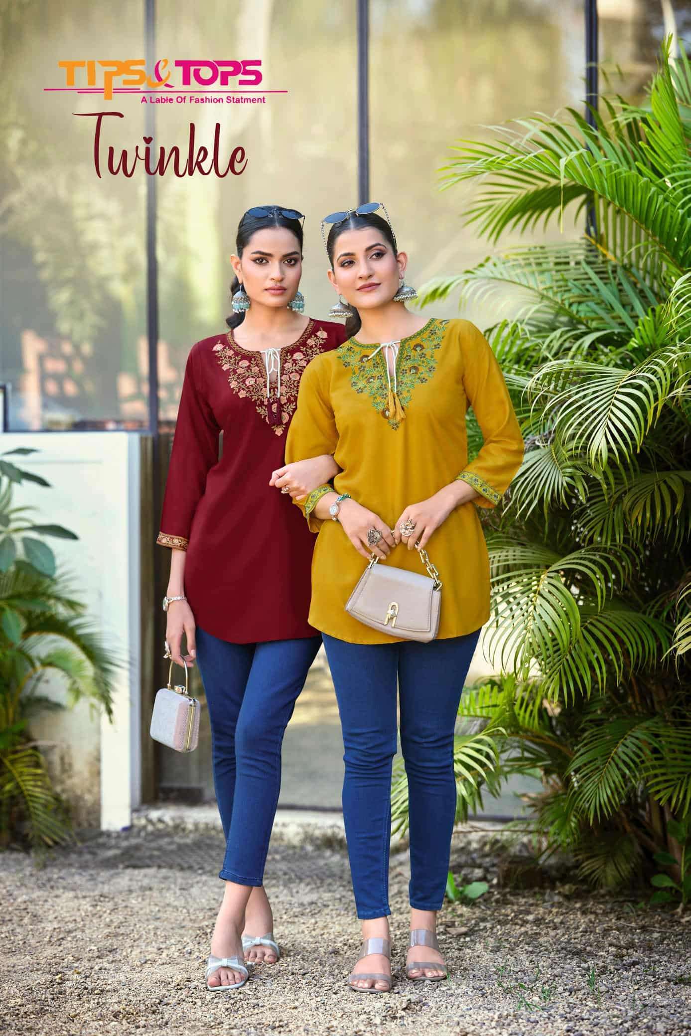 TIPS AND TOPS TWINKLE  HEAVY RAYON SHORT TOPS COLLECTION WHOLESALE PRICE  