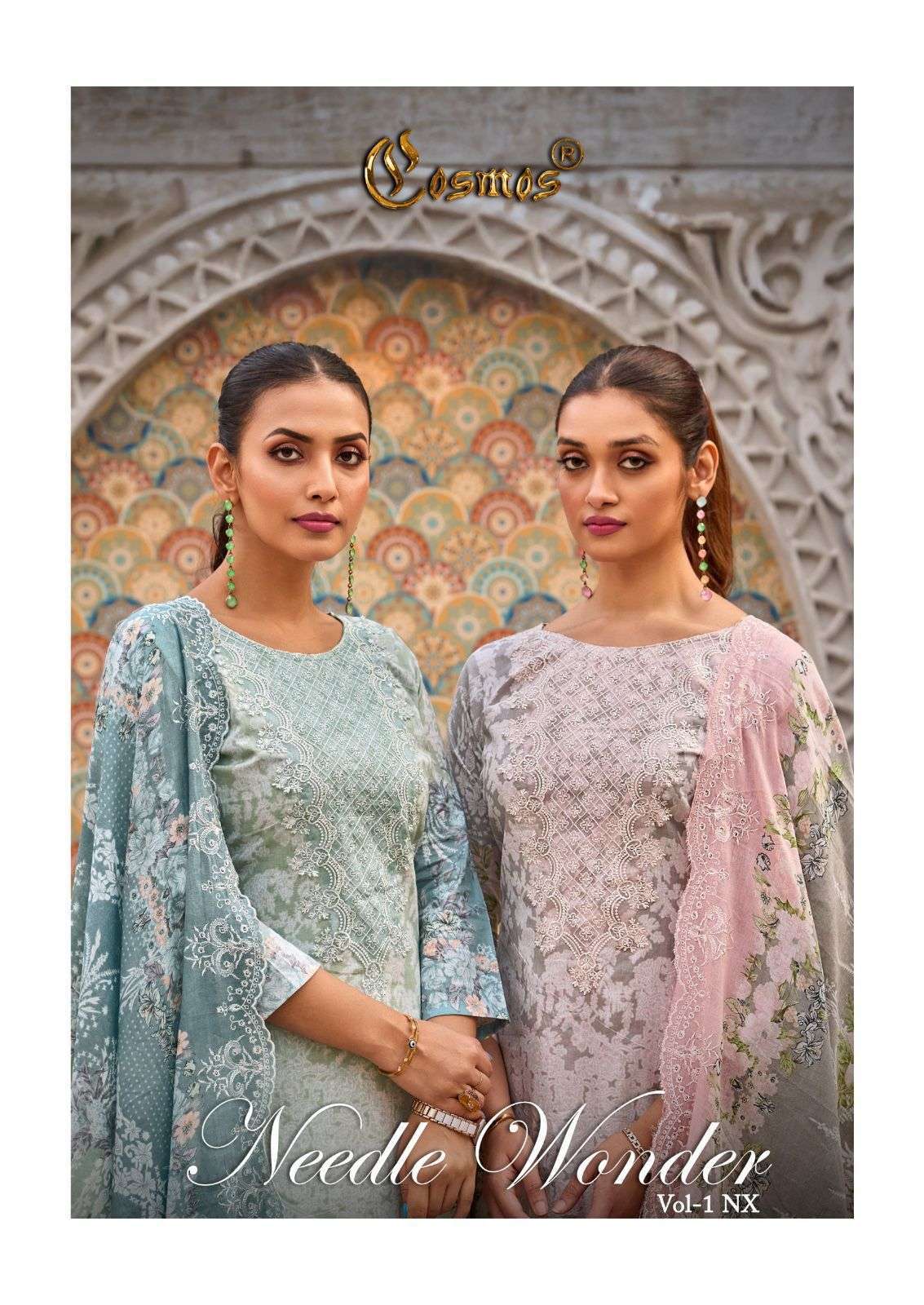COSMOS NEEDLE WONDER VOL 1 NX FANCY EMBROIDERY EXCLUSIVE UNSTITCH COTTON SUIT DEALER IN INDIA