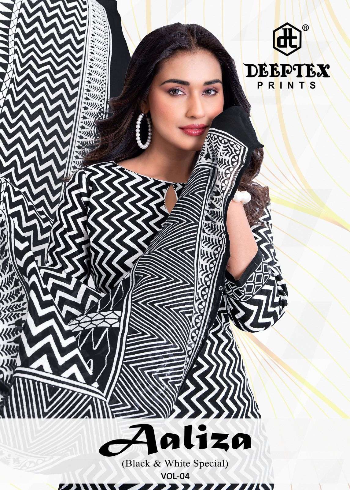 DEEPTEX AALIZA BLACK&WHITE VOL- 4   COTTON  PRINTED DRESS MATERIAL WHOLESALER IN SURAT 
