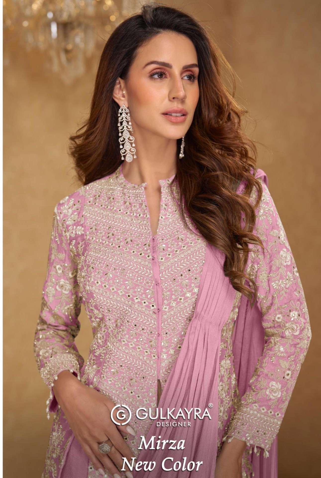 GULKAYRA DESIGNER MIRZA NEW COLOURS CHINON HEAVY WORK PARTY WEAR READYMADE SAREE DEALER IN INDIA 