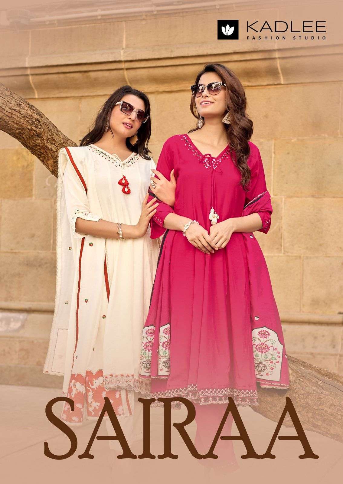 KADLEE SAIRAA 4007-4012 SERIES MUSLIN WITH FANCY THREAD WORK THREE PCS READYMADE KURTI SUPPLIER 