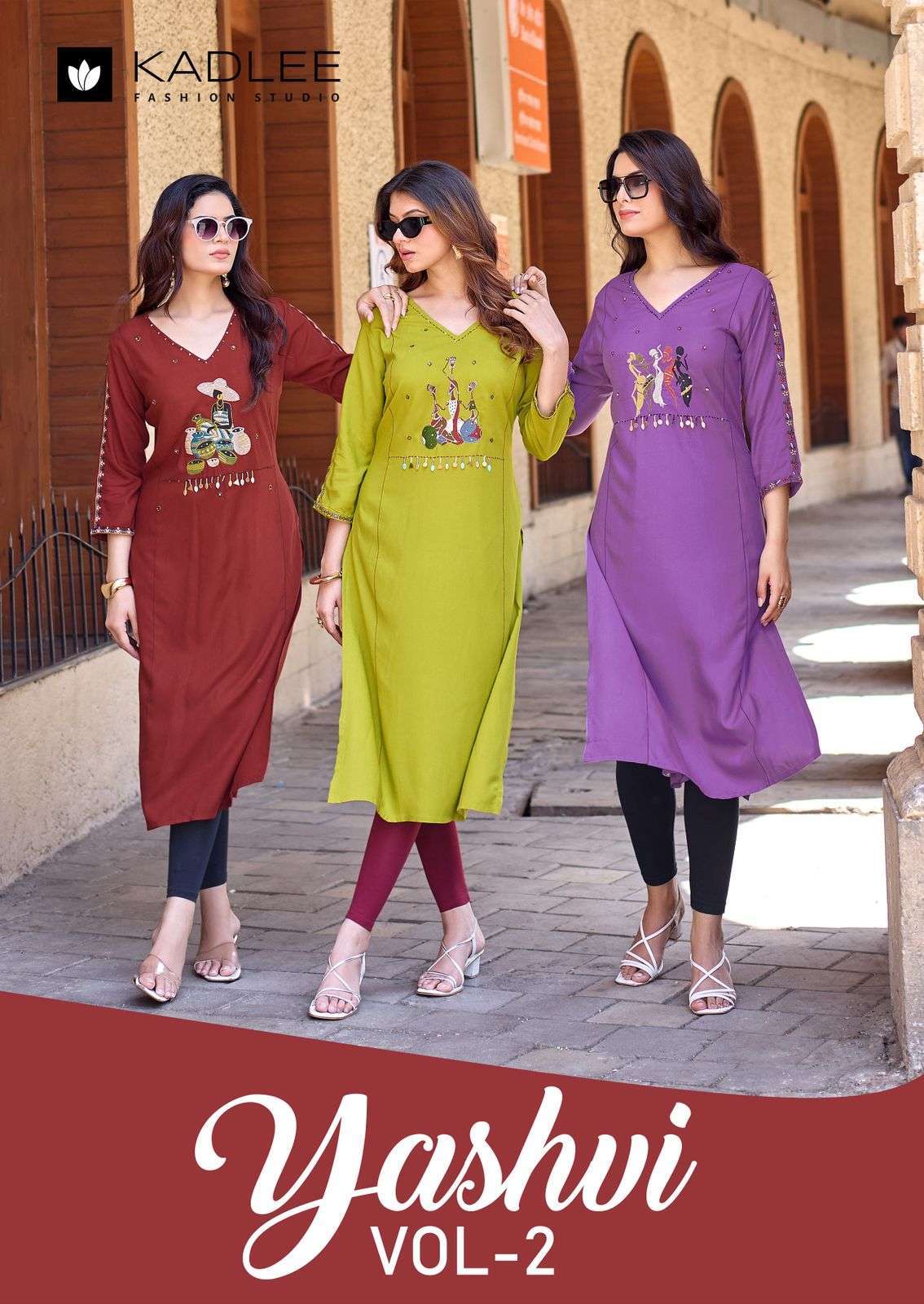 KADLEE YASHVI VOL 2 3007-3012 SERIES RAYON WITH HANDWORK CASUAL WEAR KURTI WHOLESALE PRICE SURAT 