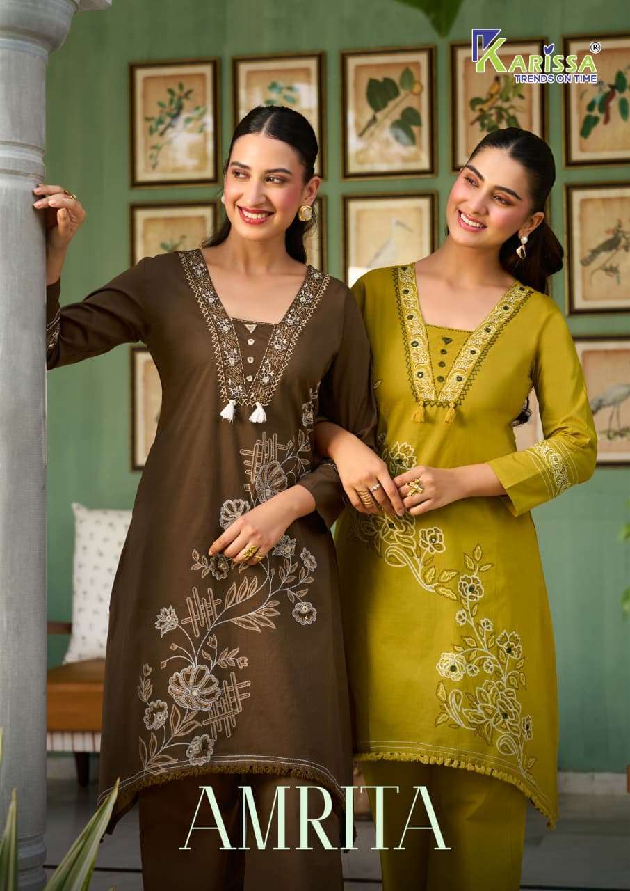 KARISSA AMRITA BOMBAY COTTON WITH HAND WORK THREE PCS KURTI WITH BOTTOM AND DUPPTA COLLECTION SUPPLIER 