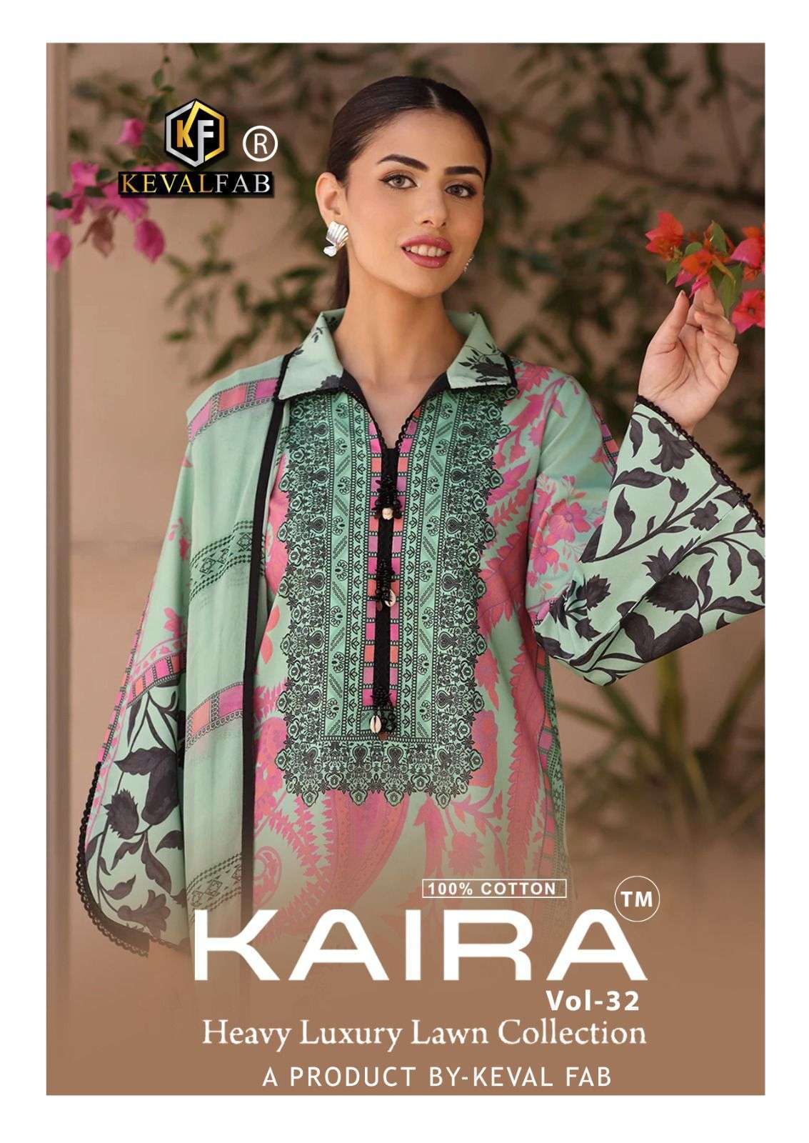 KEVAL FAB KAIRA VOL 32 LAWN COTTON PRINTED PAKISTANI READYMADE SUIT WHOLESALER