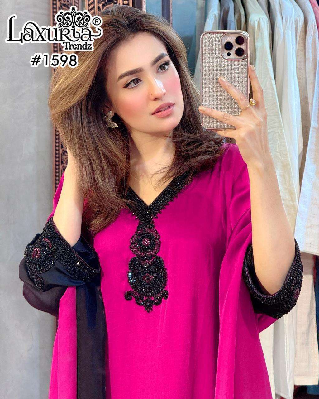 LAXURIA TREADZ 1598 VISCOSE WITH HANDWORK READYMADE SALWAR KAMEEZ WHOLESALE BEST RATE SURAT 