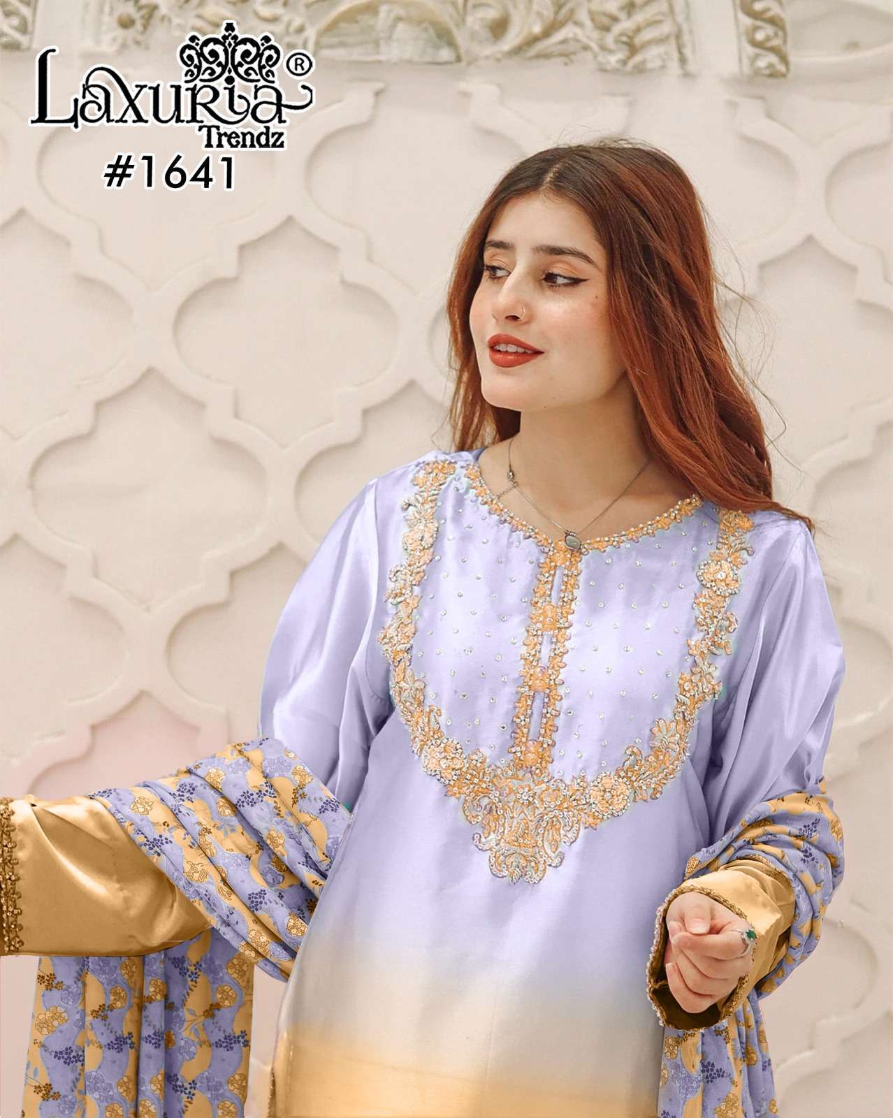 LAXURIA TRENDS 1641 SATIN WITH FANCY WORK DESIGNER READYMADE SALWAR KAMEEZ WHOLESALE PRICE SURAT 