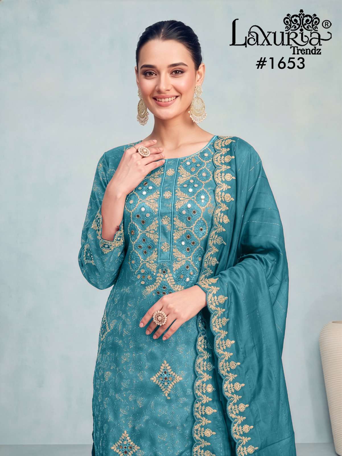 LAXURIA TRENDS 1653 JACQUARD WITH WORK DESIGNER READYMADE SALWAR KAMEEZ WHOLESALE PRICE IN SURAT 