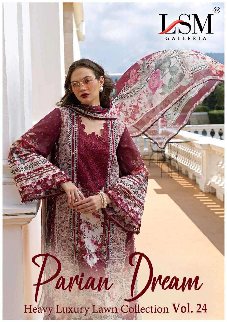 LSM GALLERIA  PARIAN DREAM VOL 24 LAWN PRINTED PAKISTANI DRESS MATERIAL SUPPLIER 