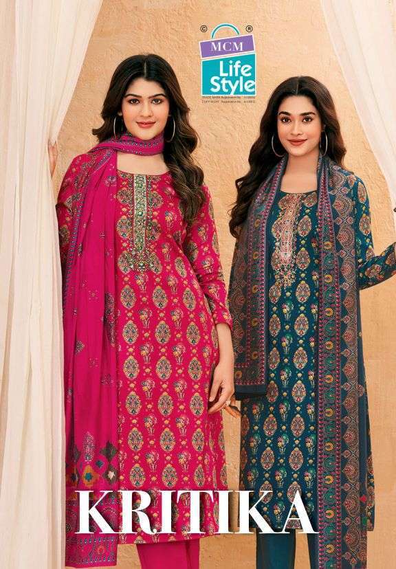 MCM LIFESYTLE KRITIKA JAM SATIN DISCHARGE PRINT WITH EMBROIDERED SALWAR KAMEEZ SUPPLIER IN SURAT 