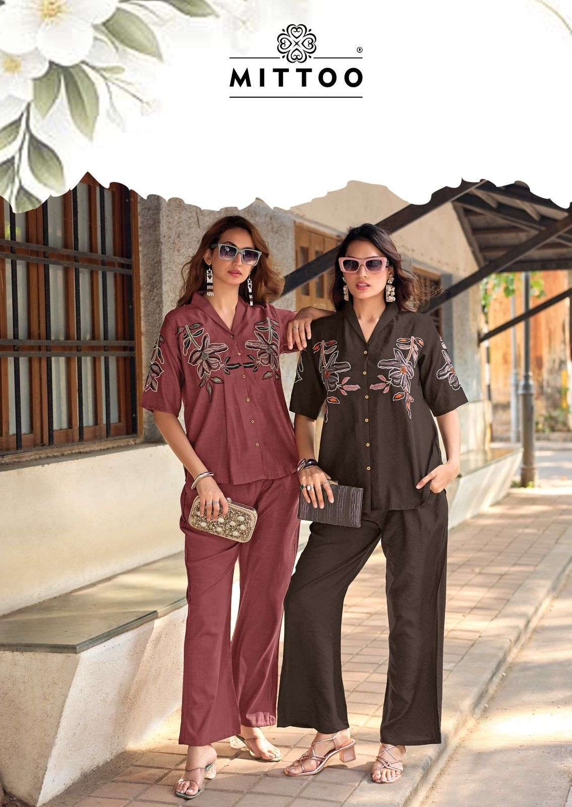 MITTOO DAIZY VOL 2 VISCOSE CREPE WITH HANDWORK DESIGNER CORD SET COLLECTION SUPPLIER 