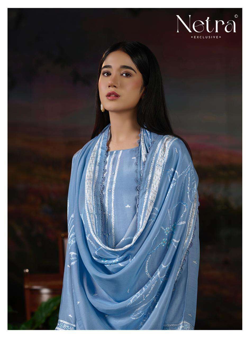 NETRA ZIYANA PURE BEMBREG MUSLIN FANCY DESIGNER SALWAR KAMEEZ WHOLESALE PRICE SURAT 