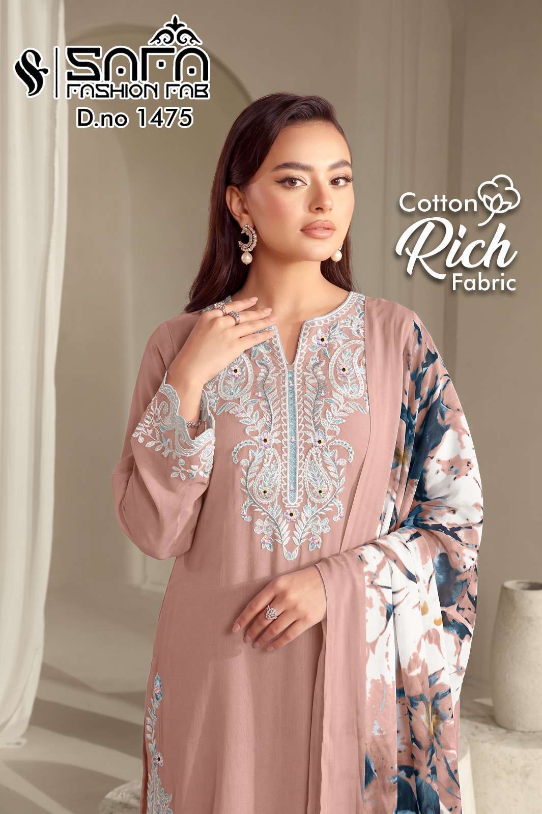 SAFA FASHION FAB 1475 GAJI SATIN WITH FANCY EMBROIDERY DESIGNER THREE PCS READYMADE SET WHOLESALER