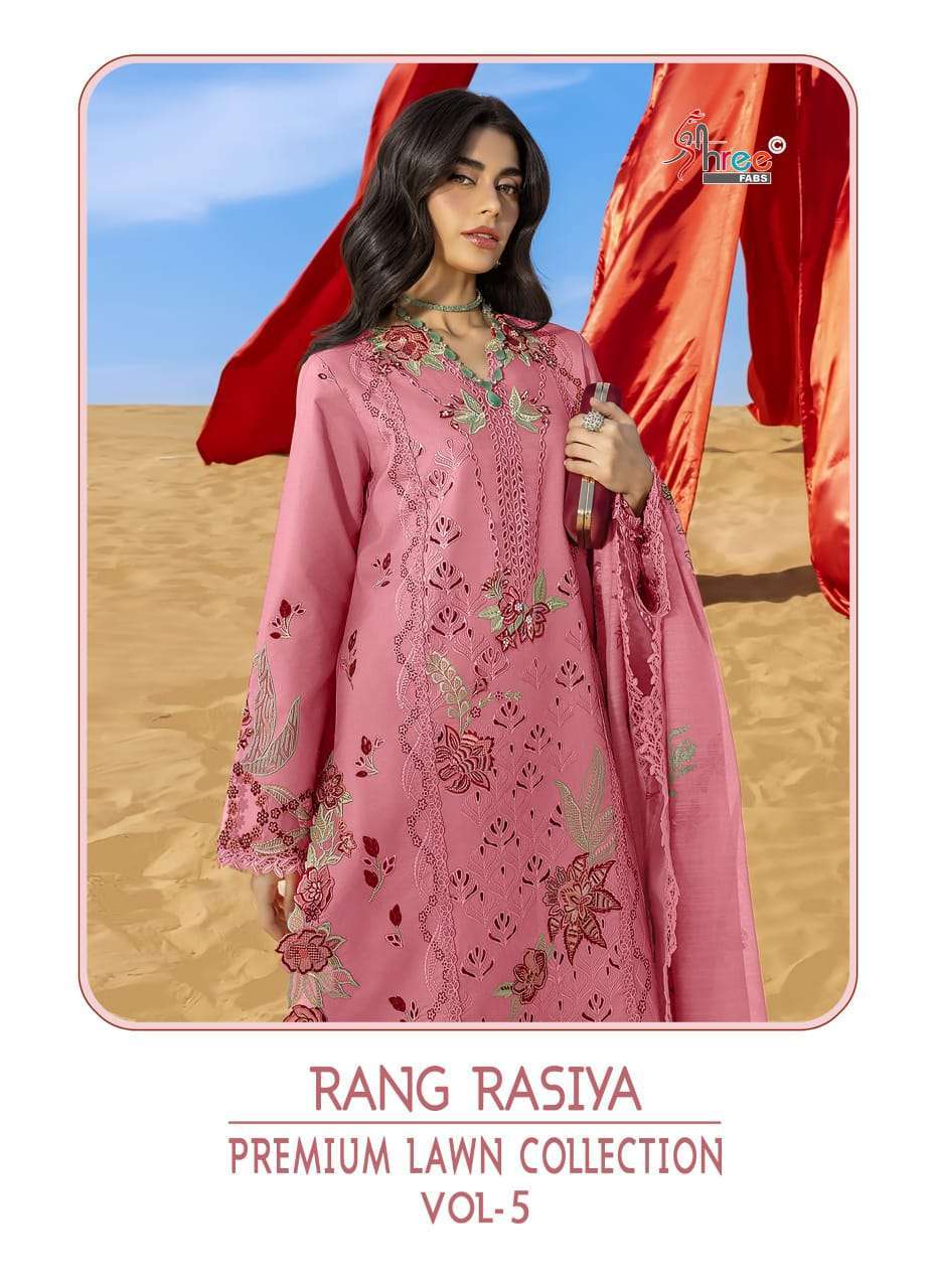 SHREE FABS RANG RASIYA VOL- 5 COTTON LAWN HEAVY SELF EMBROIDERY SALWAR KAMEEZ WHOLESALE PRICE SURAT