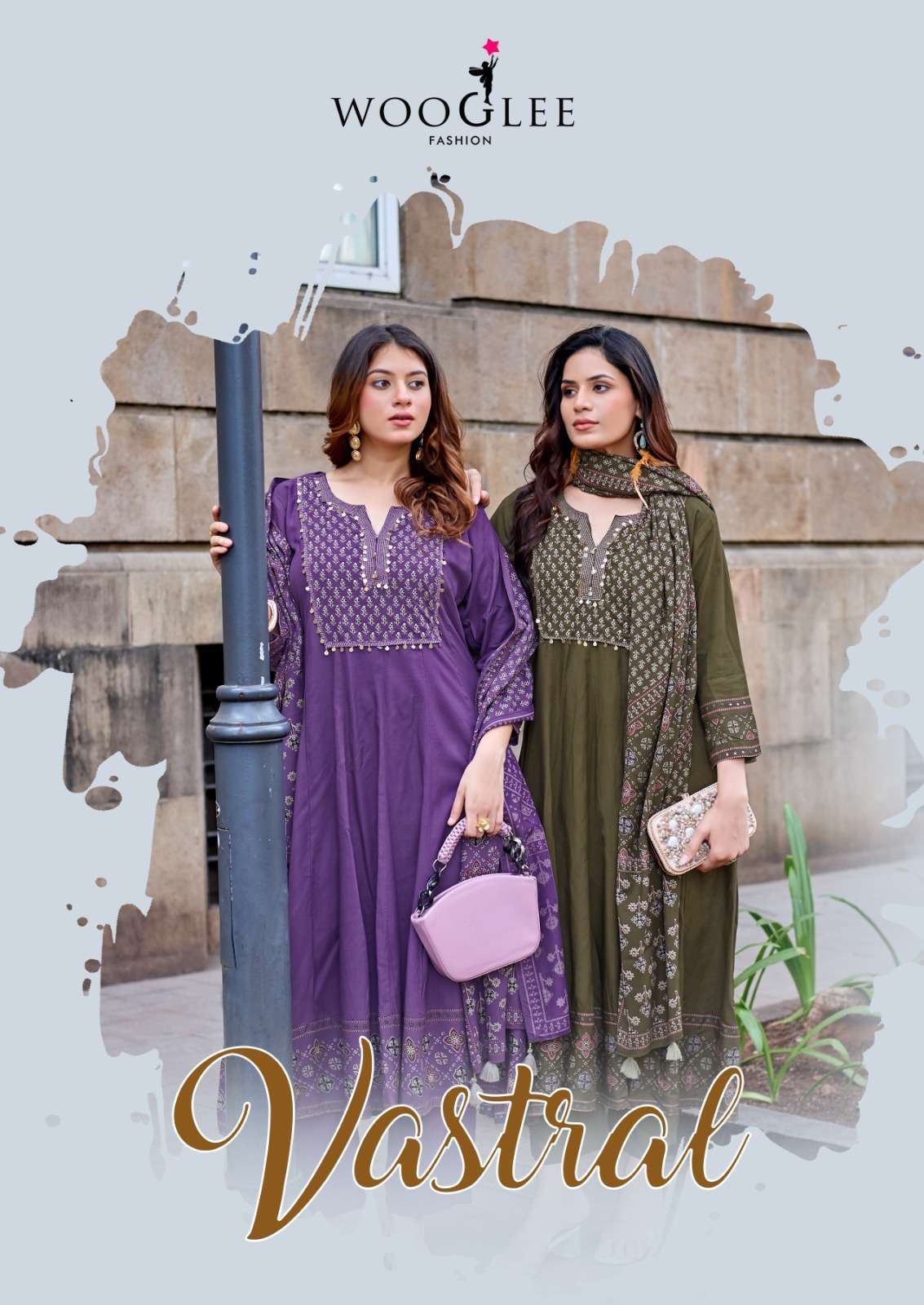 WOOGLE VASTRAL RAYON HEAVY EMBROIDERED PRINTED SALWAR KAMEEZ WHOLESALE PRICE SURAT 