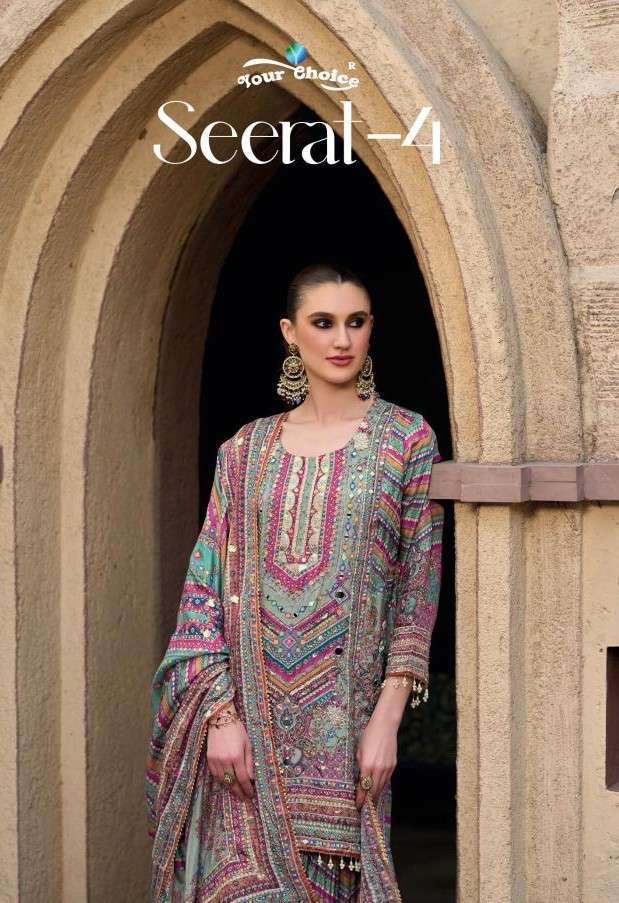 YOUR CHOICE SEERAT VOL- 4 CHINON WITH DIGITAL PRINTED ETHNIC WEAR READYMADE DESIGNER SUIT WHOLESALE RATE