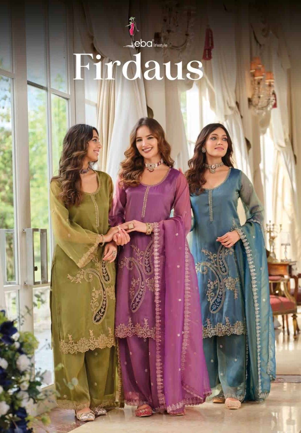 EBA LIFESTYLE FIRDAUS SHIMMER WITH HEAVY BEADS WORK READYMADE SUIT SUPPLIER