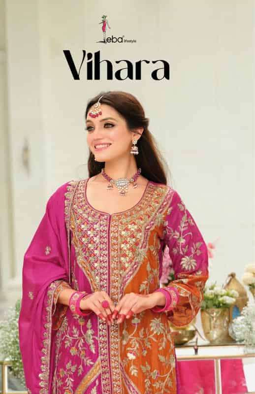 EBA LIFESTYLE VIHARA CHINON HEAVY EMBROIDERED PARTY WEAR DESIGNER READYMADE PAKISTANI SUIT SUPPLIER 