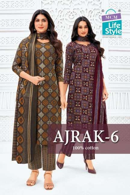 KEVAL FAB AJRAK VOL 6 CASUAL WEAR COTTON READYMADE SALWAR KAMEEZ LADIES SUIT SUPPLIER 