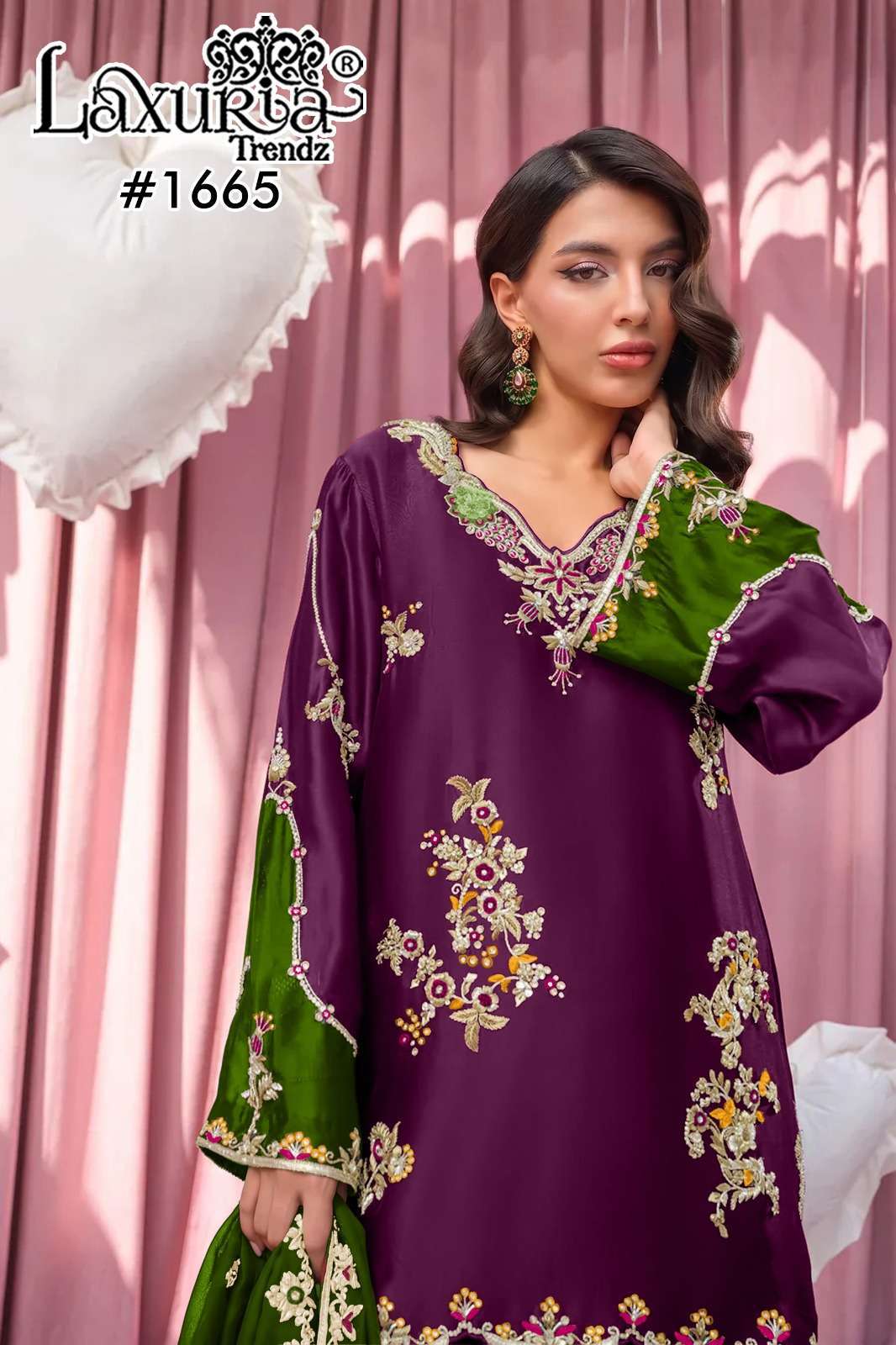 LAXURIA TREANDS 1665 JAM SATIN DESIGNER PARTY WEAR READYMADE SALWAR KAMEEZ WHOLESALE PRICE SURAT 