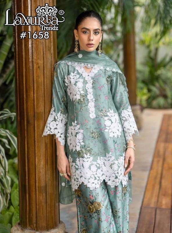 LAXURIA TRENDZ 1658 SATIN  READYMADE PAKISTANI SUIT MANUFACTURER SURAT 
