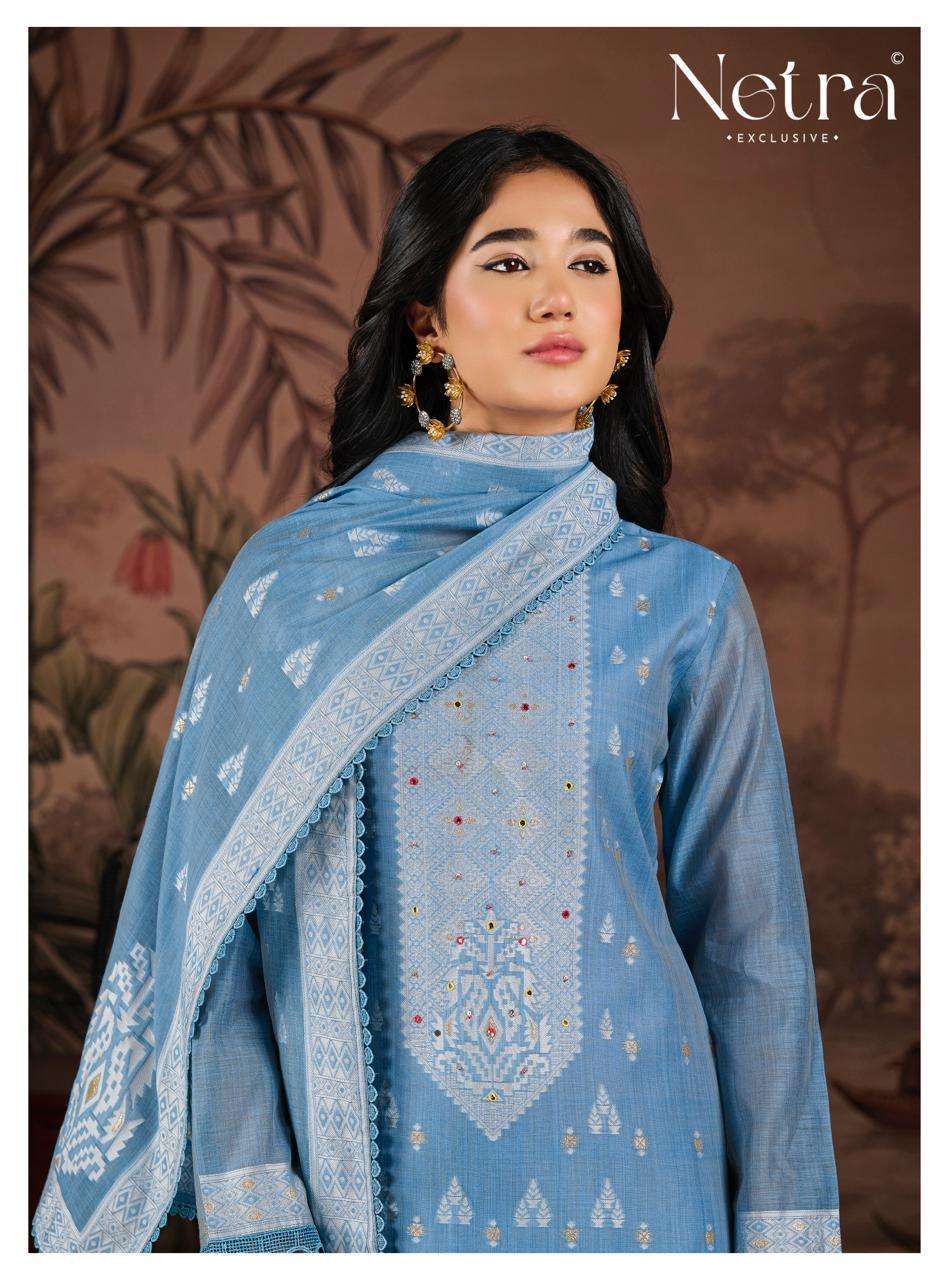 NETRA YAMIKA JAMDANI WEAVING WITH HAND WORK SALWAR KAMEEZ WHOLESALE PRICE SURAT 