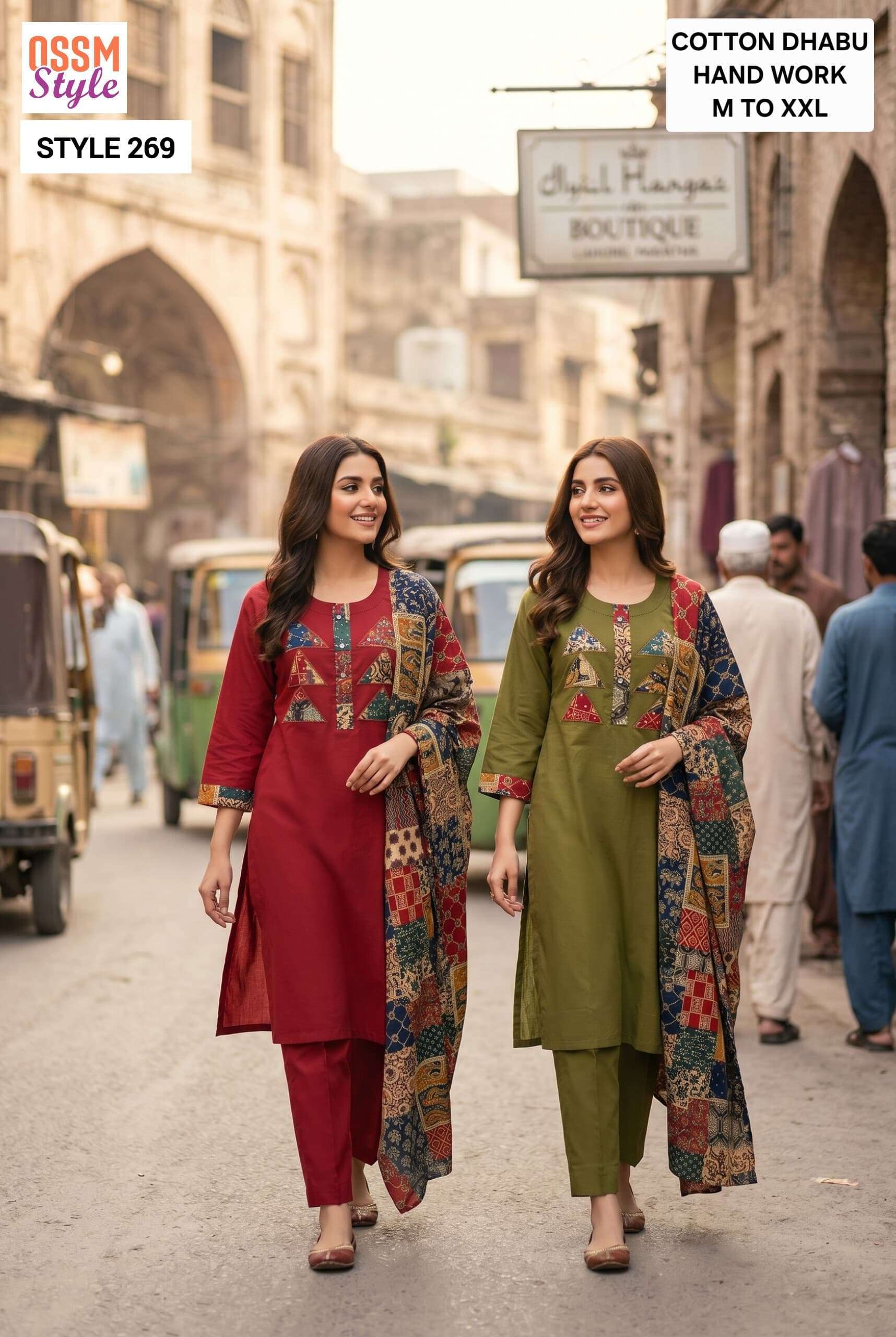 OSSM STYLE 269 DHABU COTTON WITH FANCY HAND WORK READY MADE SALWAR KAMEEZ WHOLESALE PRICE SURAT 