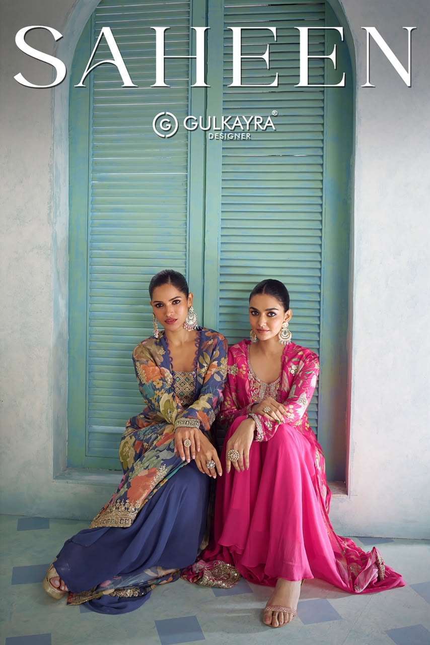 GULKAYRA DESIGNER SAHEEN CHINON DIGITAL PRINTED READYMANDE CATALOG SUPPLIER 