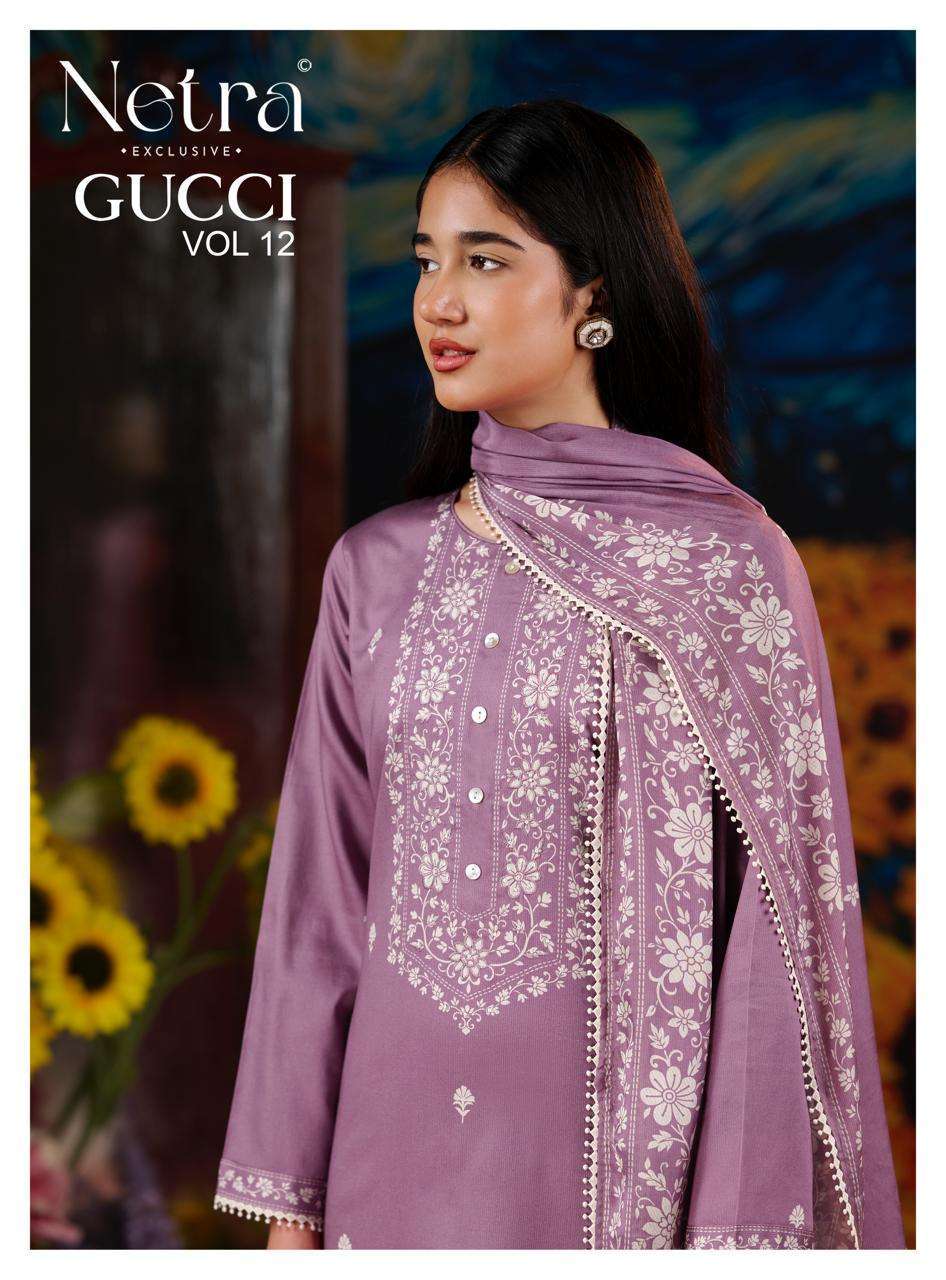 NETRA GUCCI VOL 12 COTTON DIGITAL PRINT WITH HANDWORK DESIGNER SALWAR KAMEEZ CATALOG EXPORTER 