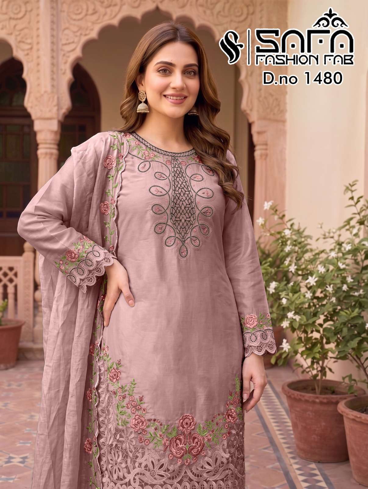 SAFA FASHION FAB 1480 SOFT COTTON WITH EMBRODERY WORK READYMADE PAKISTANI SUIT SUPPLIER 