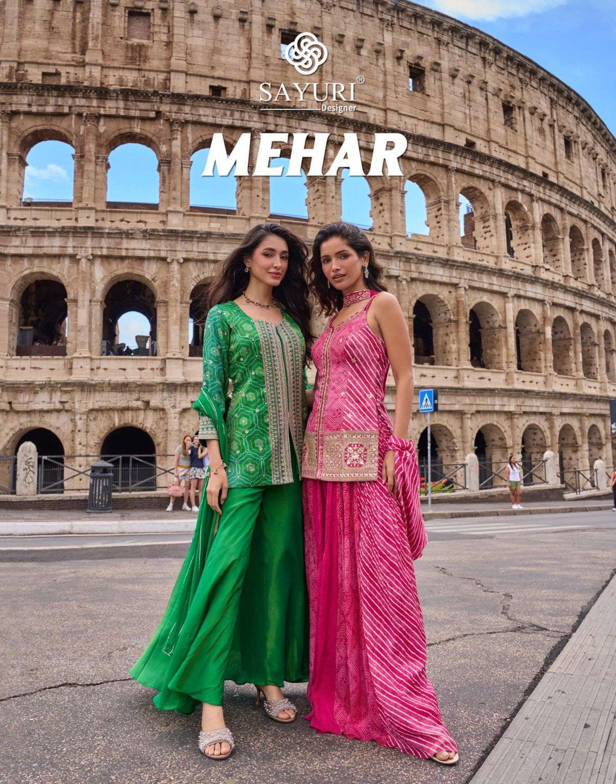 SAYURI DESIGNER MEHAR 20010-20012 SERIES SIMMER SILK WITH HEAVY EMBROIDERED DESIGNER PARTY WEAR READYMADE SET SUPPLIER 