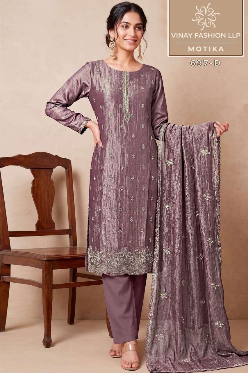 VINAY FASHION MOTIKA HEAVY BEADS WORK CRUSH SILK DESIGNER SALWAR KAMEEZ WHOLESALE PRICE SURAT 