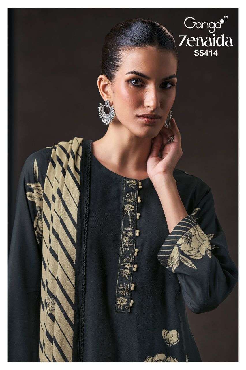 GANGA FASHION ZENAIDA 5414 PURE WOOL PASHMINA WINTER SALWAR KAMEEZ CATALOG DEALER 