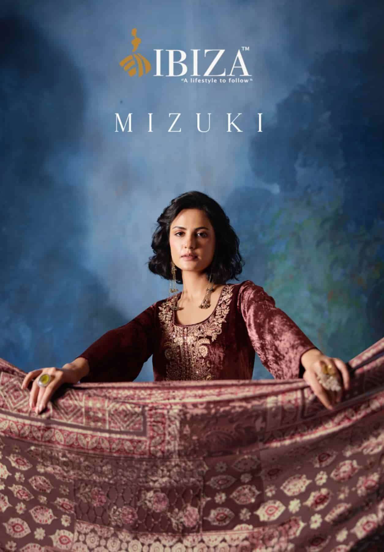 IBIZA LIFESTYLE MIZUKI VISCOSE VELVET DESIGNER EMBRODERY WORK DESIGNER WINTER LADIES SUIT SUPPLIER 