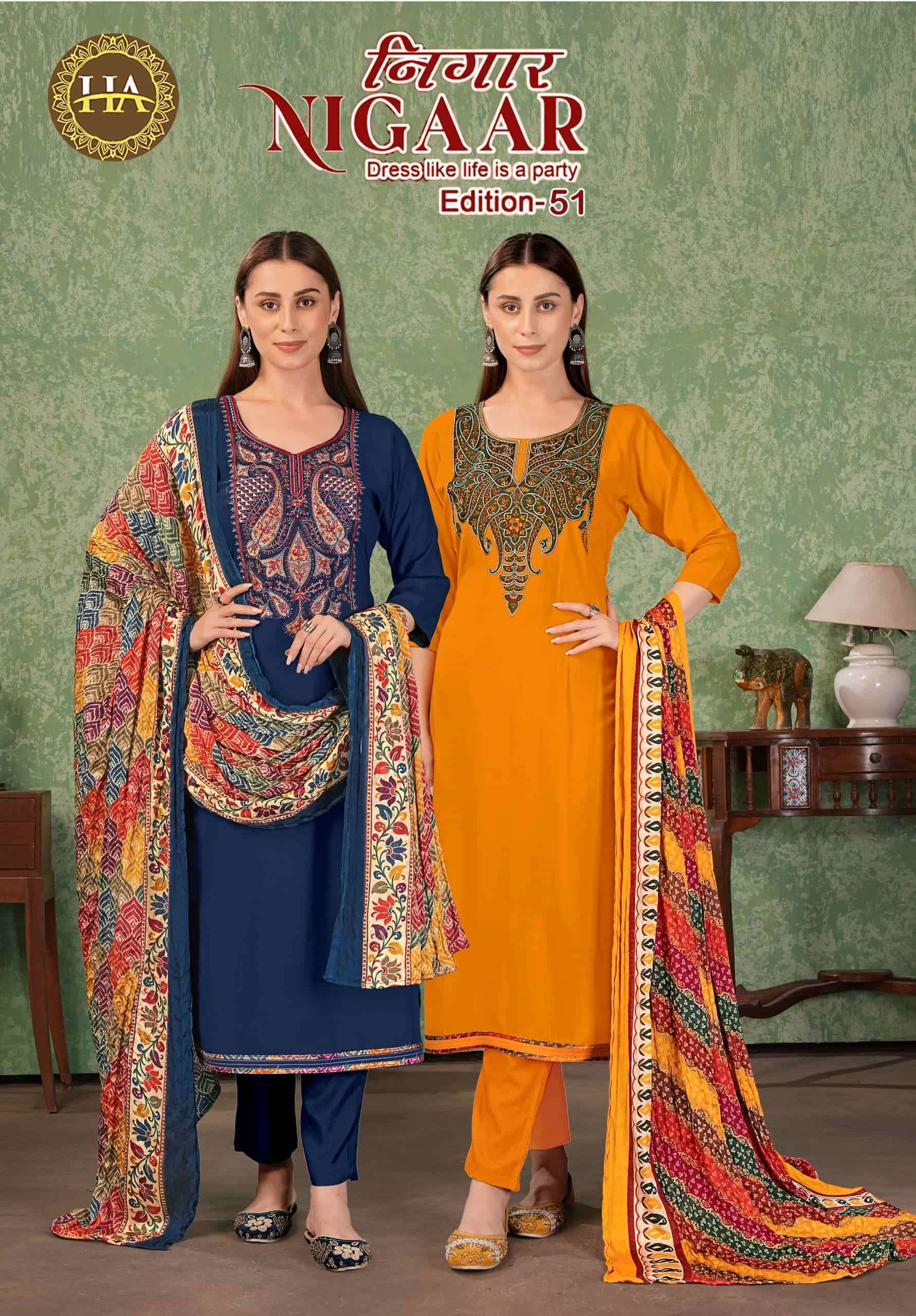 JAIMALA NIGAAR VOL-51  RAYON WITH FANCY EMBRODERY WORK LATEST SALWAR KAMEEZ 