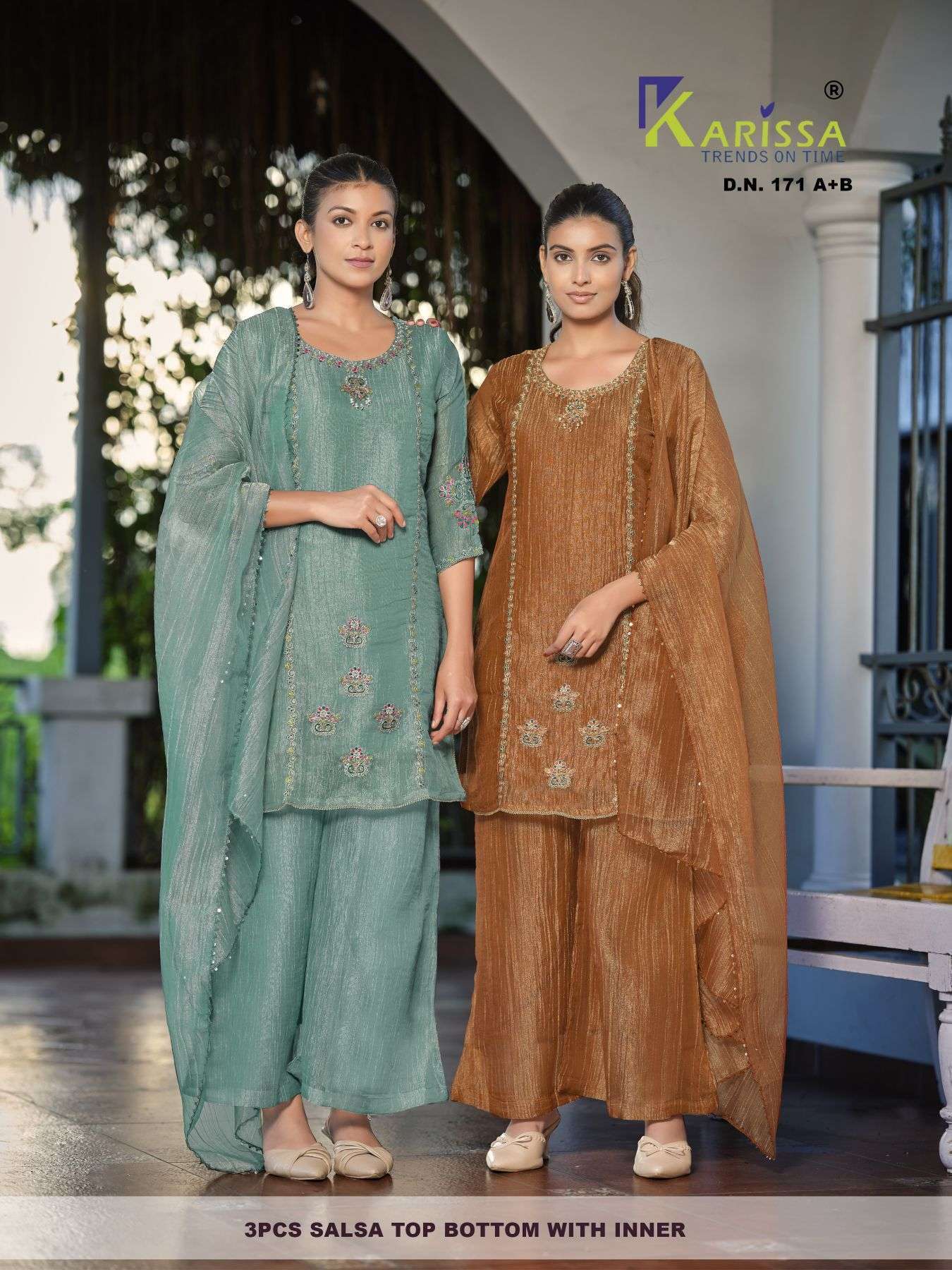 KARISSA 171 SALSA WITH HEAVY HANDWORK READYMADE WHOESALE BEST RATE SURAT 