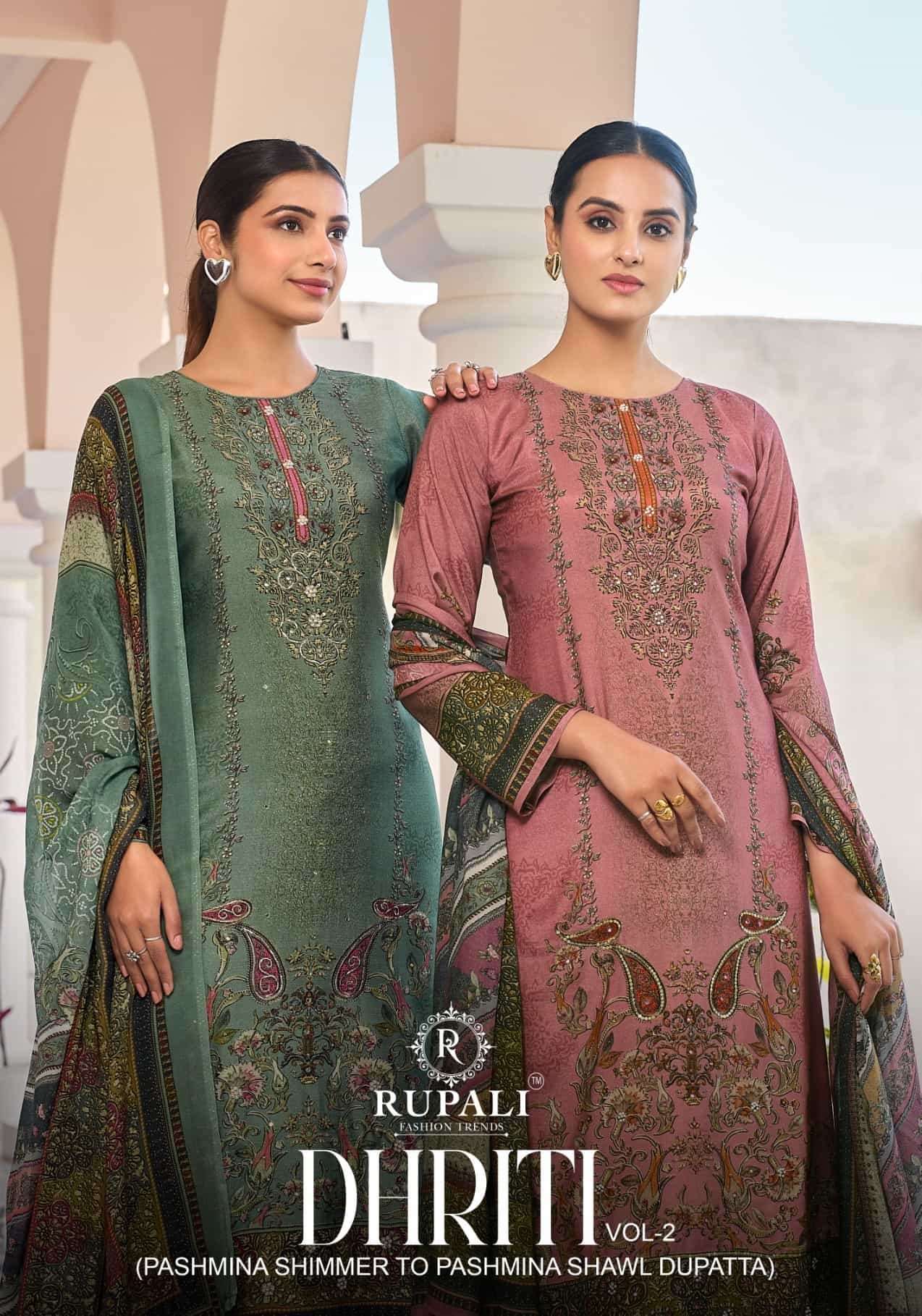 RUPALI FASHION DHRITI VOL-2 VISCOSE PASHMINA DIGITAL PRINTED SALWAR KAMEEZ WHOLESALE RATE 