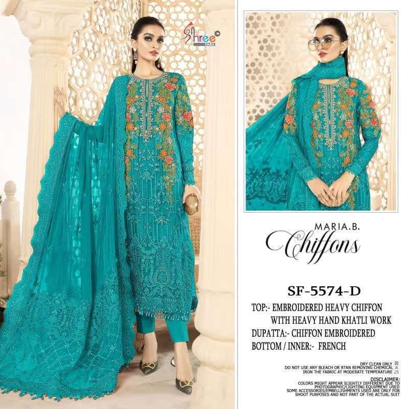 SHREE FABS SF 5574  ABCD HEAVY CHIFFON PAKISTANI DRESS WHOLESALE CATALOGUE SURAT 