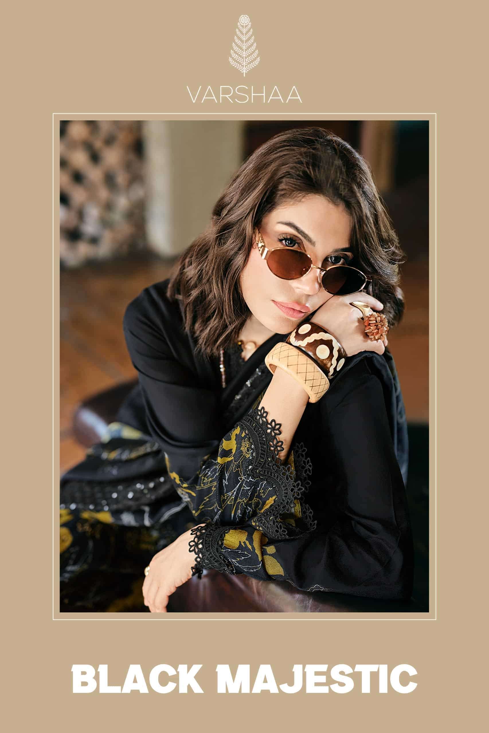 VARSHA BLACK MAJESTIC PREMIUM PASHMINA WHOLESALE CATALOGUE SURAT 